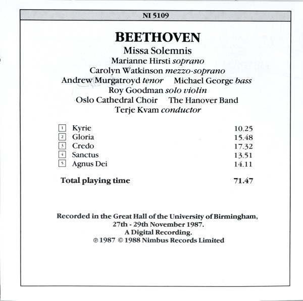 Beethoven* - The Hanover Band*, Oslo Cathedral Choir*, Terje Kvam-1
