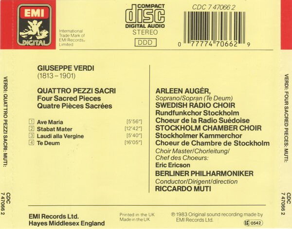 Verdi* - Swedish Radio Chorus* & Stockholm Chamber Choir*, Berlin Philharmonic Orchestra*, Arleen Auger, Riccardo Muti-1