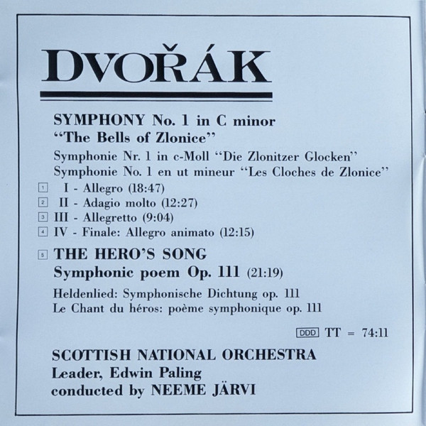 Dvořák* / Scottish National Orchestra* Conducted By Neeme Järvi-1