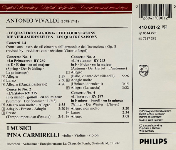 Vivaldi*, Pina Carmirelli, I Musici-1