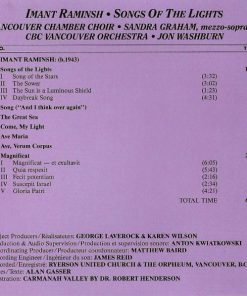 Imant Raminsh - Vancouver Chamber Choir, Sandra Graham, CBC Vancouver Orchestra, Jon Washburn-2