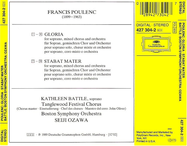 Poulenc* - Kathleen Battle, Tanglewood Festival Chorus, Boston Symphony Orchestra • Seiji Ozawa-1