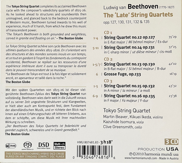 Beethoven*, Tokyo String Quartet-1