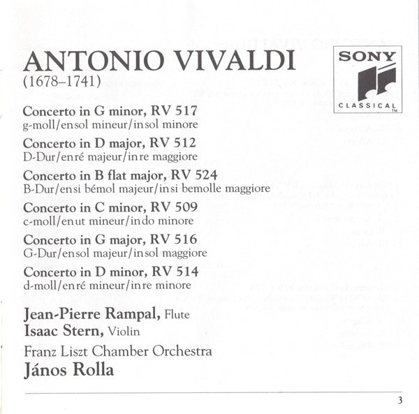 Antonio Vivaldi : Isaac Stern, Jean-Pierre Rampal, Liszt Ferenc Chamber Orchestra - János Rolla-4