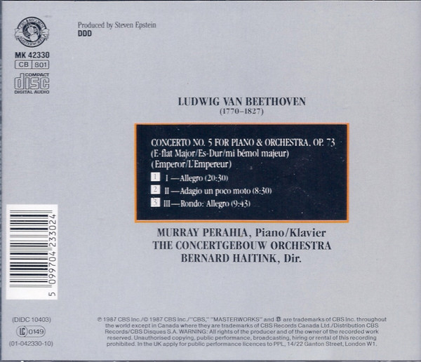 Ludwig Van Beethoven, Murray Perahia, Bernard Haitink, Concertgebouworkest-1