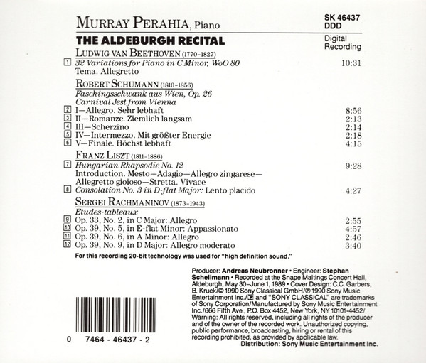 Murray Perahia - Beethoven*, Rachmaninov*, Schumann*, Liszt*-1