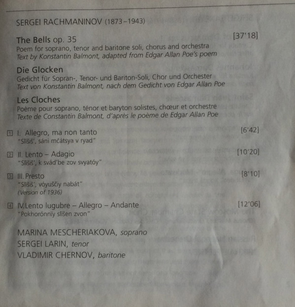Rachmaninov*, Taneyev*, Mikhail Pletnev, Mescheriakova*, Larin*, Chernov*, The Moscow State Chamber Choir*, Russian National Orchestra-2