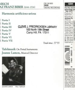 H. I. F. Biber* - Tafelmusik*, Jeanne Lamon-1