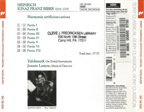H. I. F. Biber* - Tafelmusik*, Jeanne Lamon-1