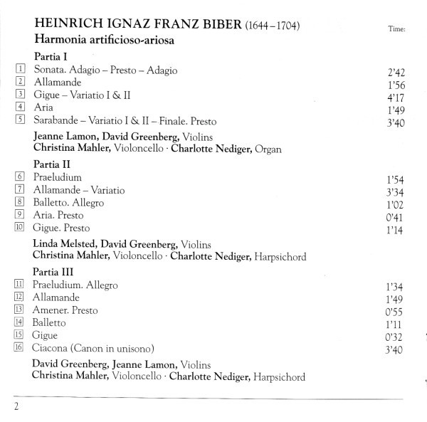 H. I. F. Biber* - Tafelmusik*, Jeanne Lamon-4