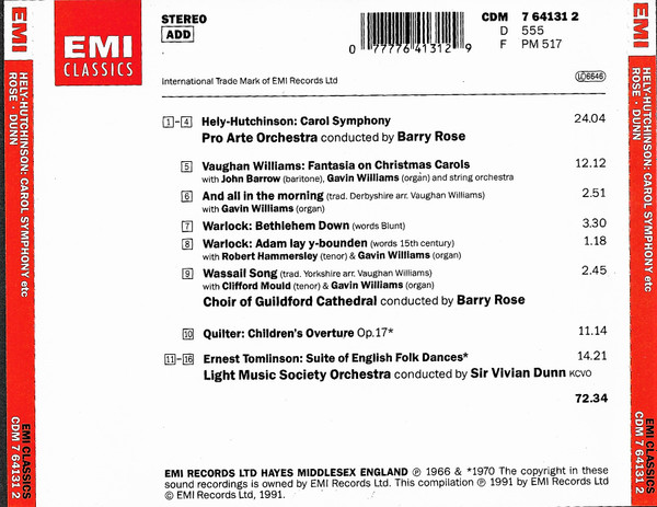 Hely-Hutchinson*, Vaughan Williams*, Pro Arte Orchestra, Choir Of Guildford Cathedral*, Barry Rose-4