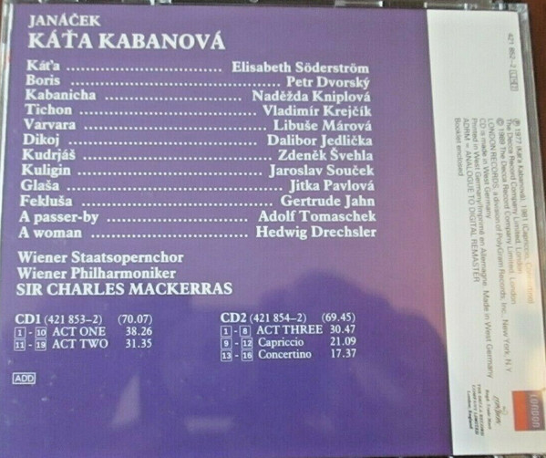 Leoš Janáček - Elisabeth Söderström · Petr Dvorský* · Naděžda Kniplová · Wiener Philharmoniker · Sir Charles Mackerras-2