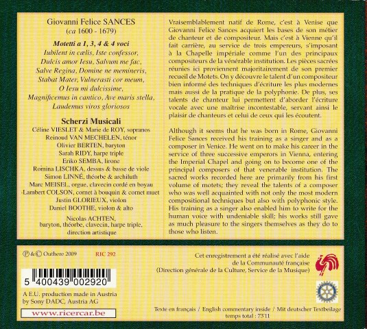 Giovanni Felice Sances - Scherzi Musicali, Nicolas Achten-1