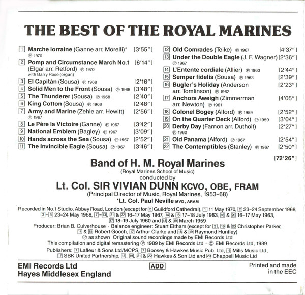 The Band Of H.M. Royal Marines*, Lt. Col. F. Vivian Dunn, KCVO, OBE., FRAM*, Lt. Col. Paul Neville MVO, ARAM*-3