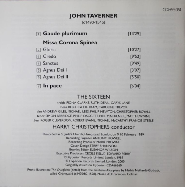 John Taverner - The Sixteen · Harry Christophers-3