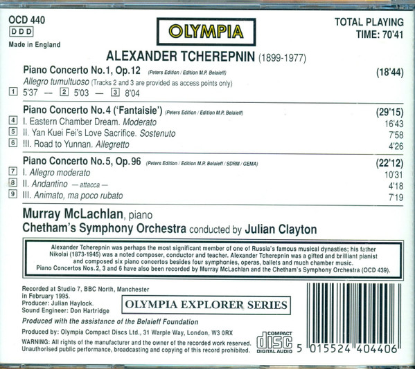 Alexander Tcherepnin -- Murray McLachlan, Chetham's Symphony Orchestra, Julian Clayton-1