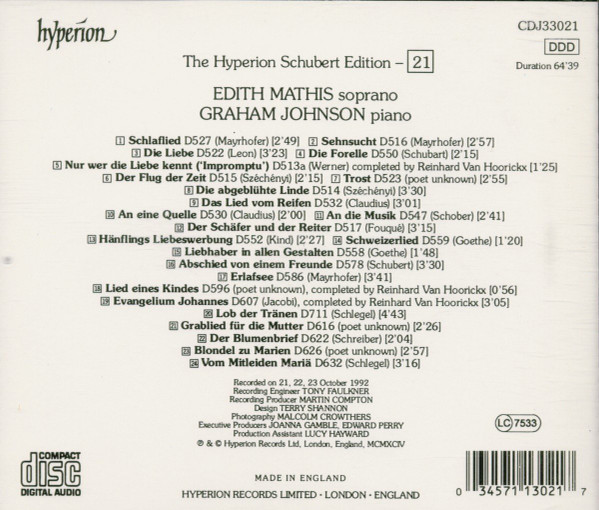 Franz Schubert - Edith Mathis, Graham Johnson (2)-1