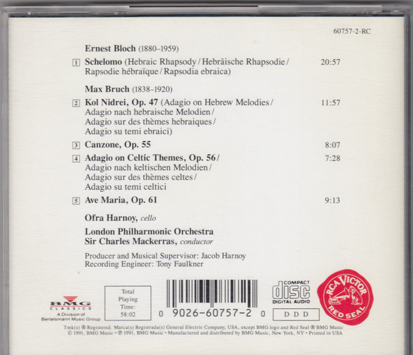 Ofra Harnoy, London Philharmonic Orchestra, Sir Charles Mackerras - Bloch* / Bruch*-1