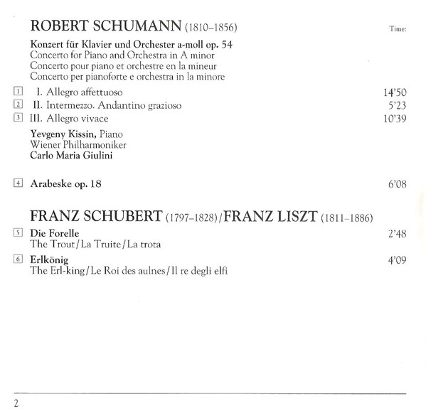 Schumann*, Yevgeny Kissin, Wiener Philharmoniker, Carlo Maria Giulini-2