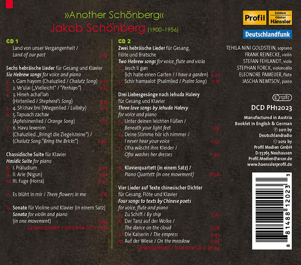 Jakob Schönberg - Tehila Nini Goldstein*, Frank Reinecke (2), Stefan Fehlandt, Stephan Forck, Eleonore Pameijer, Jascha Nemtsov-1