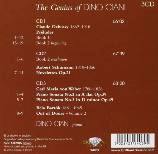 Dino Ciani, Debussy*, Schumann*, Weber*-1