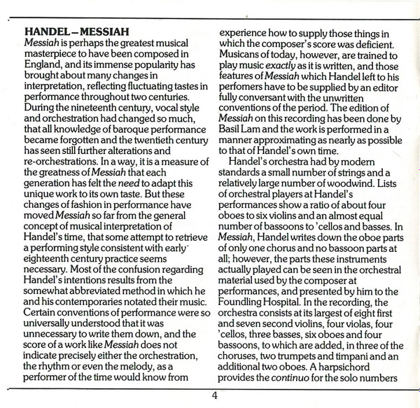 Handel* – Harwood* • Baker* • Tear* • Herincx* • Ambrosian Singers* • English Chamber Orchestra • Charles Mackerras*-4
