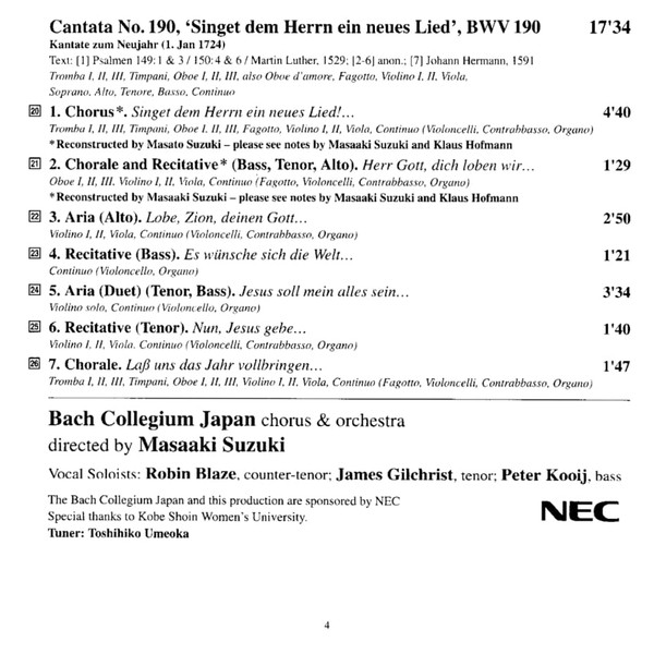 Johann Sebastian Bach, Bach Collegium Japan, Masaaki Suzuki-4