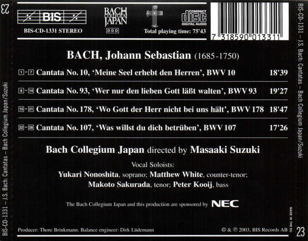 Johann Sebastian Bach, Bach Collegium Japan, Masaaki Suzuki-1