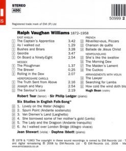 Vaughan Williams*, Robert Tear • Sir Philip Ledger* • Hugh Bean • Jean Stewart-2