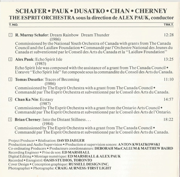 R. Murray Schafer, Alex Pauk, Tomas Dusatko, Chan Ka Nin, Brian Cherney, The Esprit Orchestra-1