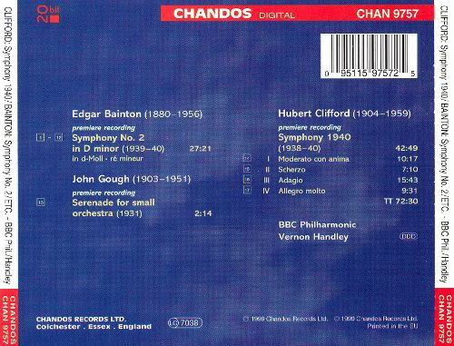 Clifford* • Bainton* • Gough* — BBC Philharmonic / Vernon Handley-1