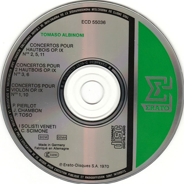 Tomaso Albinoni, Pierre Pierlot, Jacques Chambon, Piero Toso, Claudio Scimone, I Solisti Veneti-2