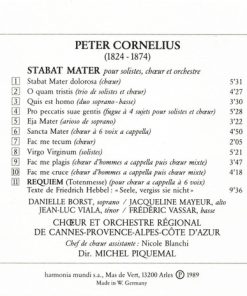 Peter Cornelius (2) / Danielle Borst, Jacqueline Mayeur, Jean-Luc Viala, Frederic Vassar, Choeur et Orchestre Régional de Cannes-Provence-Alpes-Côte d'Azur Direction Michel Piquemal-1