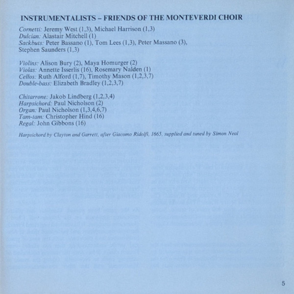 Giovanni Gabrieli, Claudio Monteverdi, Heinrich Schütz, Henry Purcell, Johann Sebastian Bach, Francis Poulenc, John Tavener, John Eliot Gardiner, The Monteverdi Choir-4