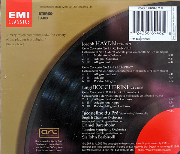 Haydn* / Boccherini* - Jacqueline du Pré, Daniel Barenboim, Sir John Barbirolli-2