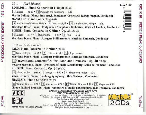 Massenet* • Roussel* • Chaminade* • Lalo* • Françaix* • Boieldieu*-1