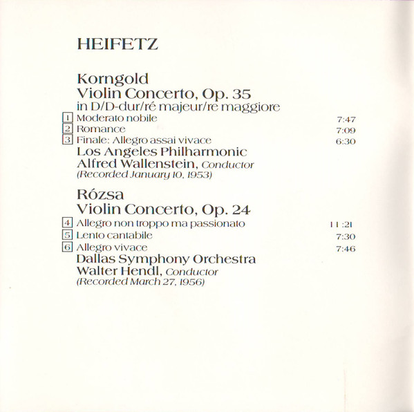 Heifetz* / Korngold*, Rózsa*, Waxman*-4