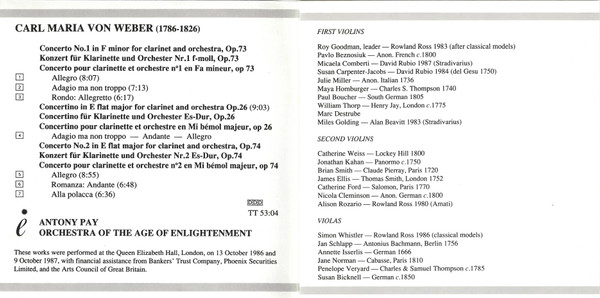 Weber*, Antony Pay, Orchestra Of The Age Of Enlightenment-1