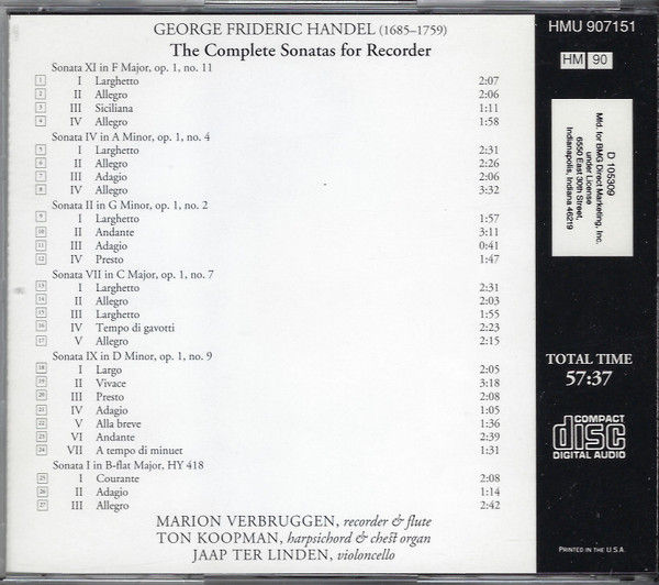 Handel* - Marion Verbruggen, Ton Koopman, Jaap Ter Linden-1