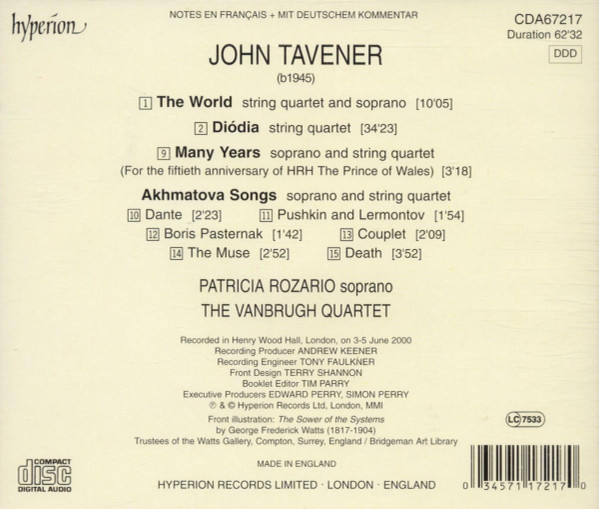 John Tavener / Patricia Rozario, The Vanbrugh Quartet-1
