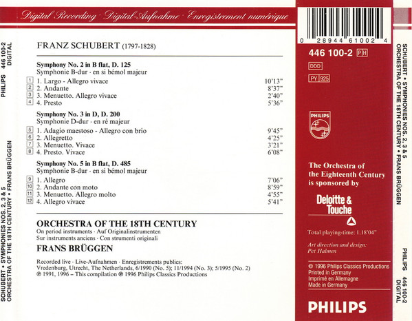 Franz Schubert, Orchestra Of The 18th Century, Frans Brüggen-1