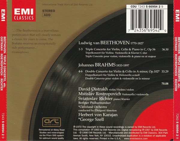 Beethoven* / Brahms*, Oistrakh*, Rostropovich*, Richter*, Herbert von Karajan, George Szell, Berliner Philharmoniker, Cleveland Orchestra*-4