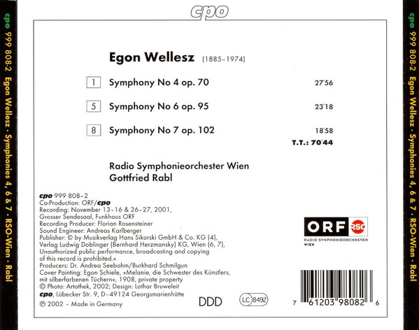 Egon Wellesz - Radio Symphonieorchester Wien*, Gottfried Rabl-1