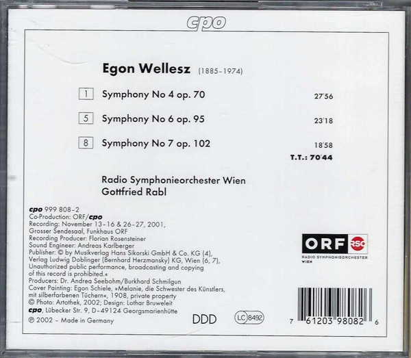 Egon Wellesz - Radio Symphonieorchester Wien*, Gottfried Rabl-4