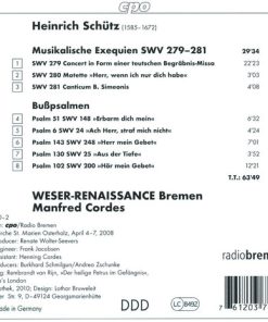 Heinrich Schütz, Weser-Renaissance, Manfred Cordes-1