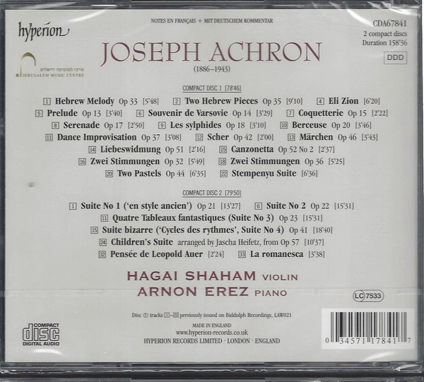 Joseph Achron – Hagai Shaham, Arnon Erez-2