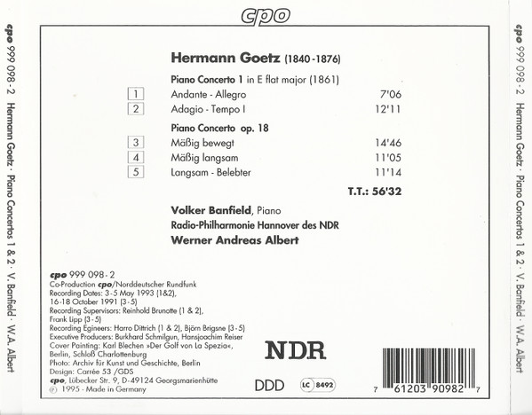 Hermann Goetz - Volker Banfield, Radio-Philharmonie Hannover Des NDR, Werner Andreas Albert-2