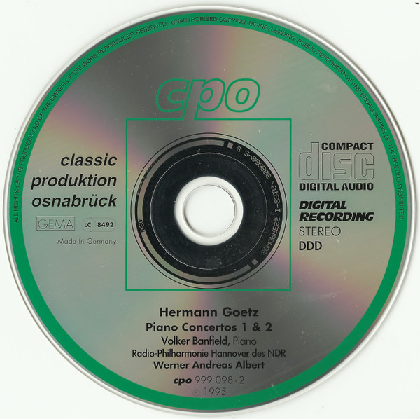 Hermann Goetz - Volker Banfield, Radio-Philharmonie Hannover Des NDR, Werner Andreas Albert-3