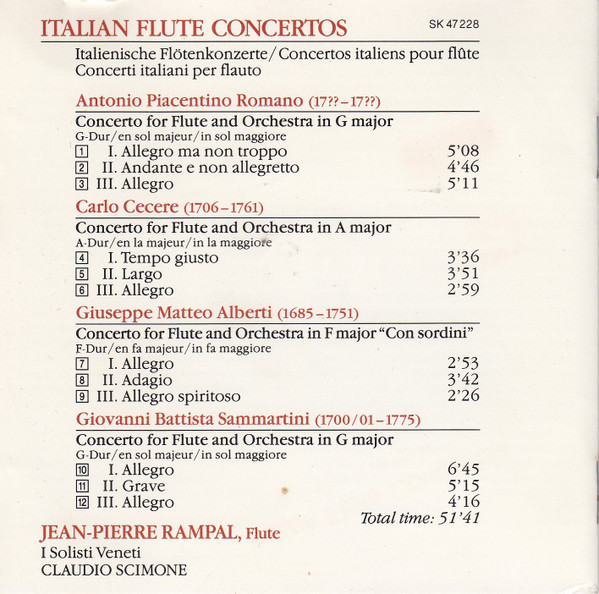 Jean-Pierre Rampal, I Solisti Veneti, Claudio Scimone, Alberti*, Sammartini*, Piacentino Romano*, Cecere*-1