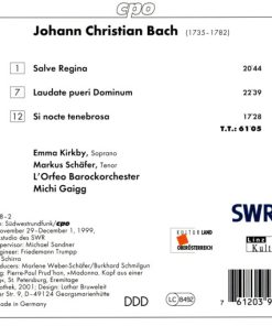 Johann Christian Bach - Emma Kirkby · Markus Schäfer (5) · L'Orfeo Barockorchester · Michi Gaigg-1